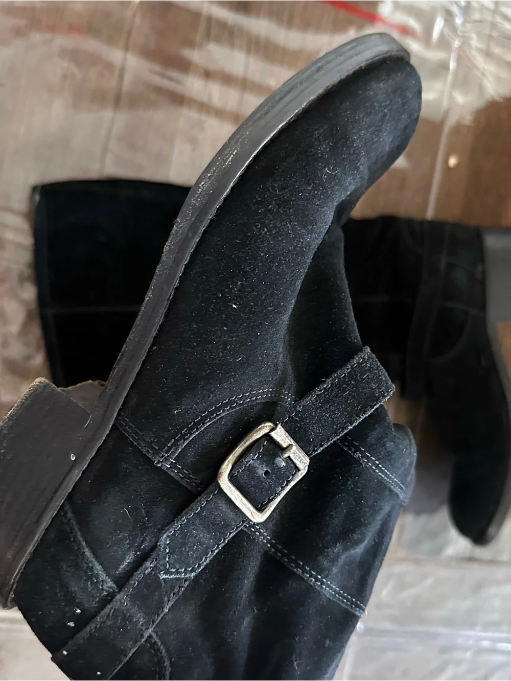 Vero Cuoio Black Suede Over-the-Knee Buckle Boots